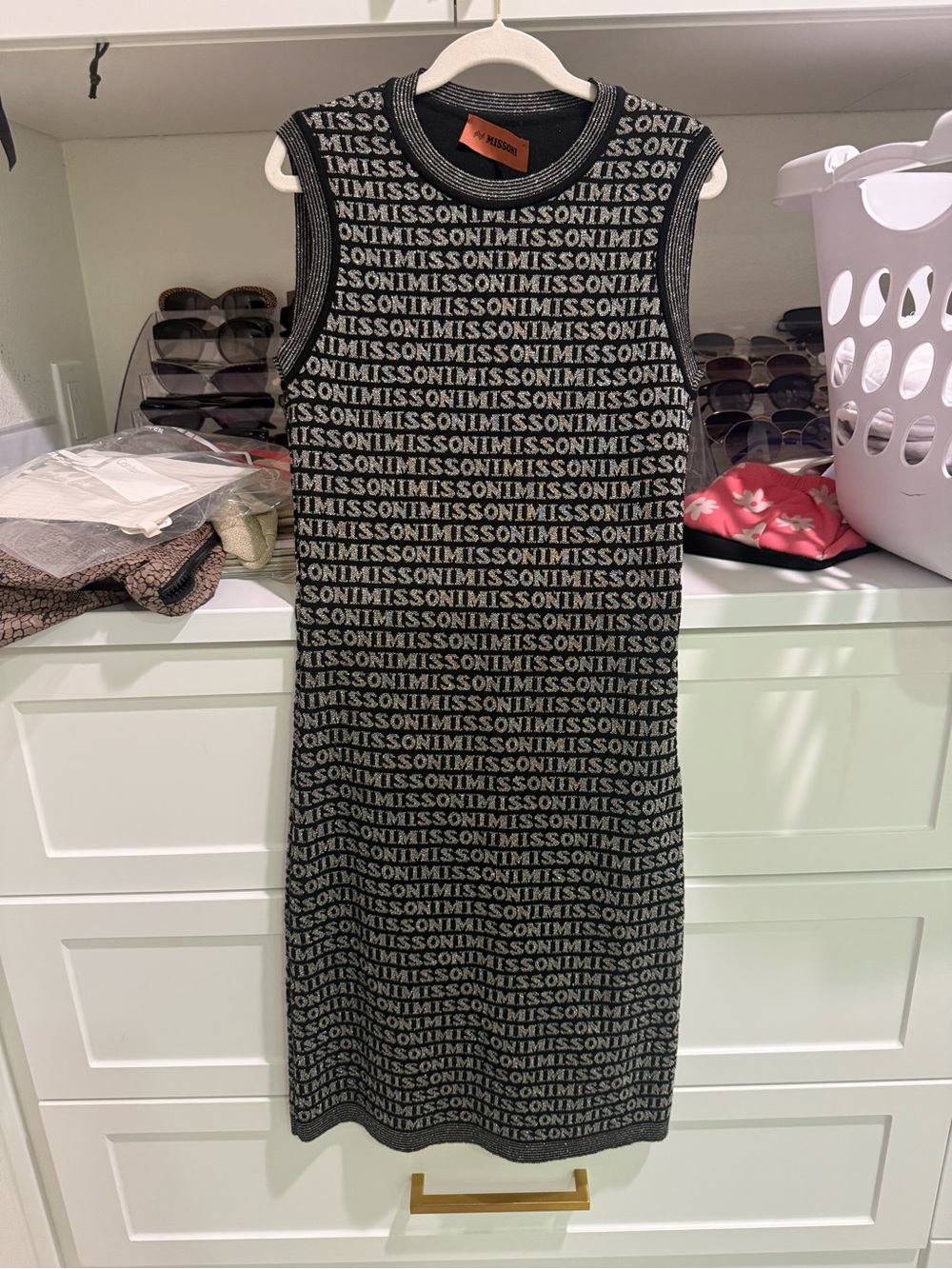NWT Missoni Black and White Logo Knit Sleeveless Dress